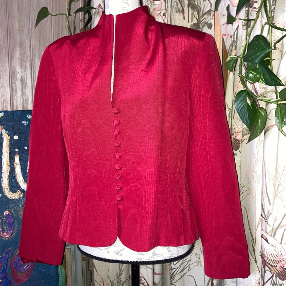 Flores & Flores Button Down Formal Dress Jacket Red Night Out Wedding Gala Wear